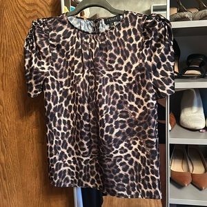 Leopard puff sleeve top